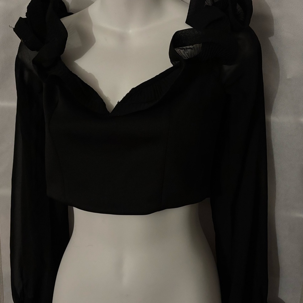 Fashion Nova Black Ruffle Blouse